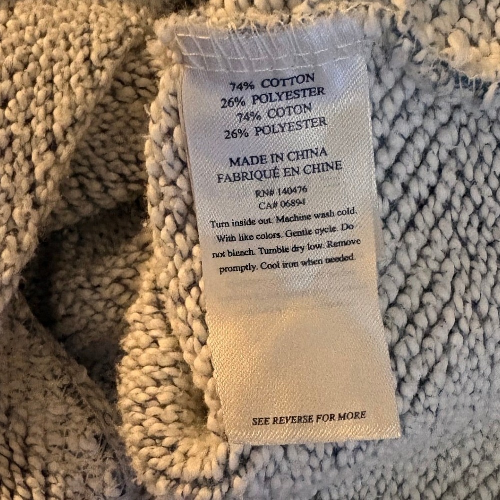 Faherty Womens Whitewater Crew Sweatshirt S Blue Gray Textured Cotton Pullover - Picture 7 of 7